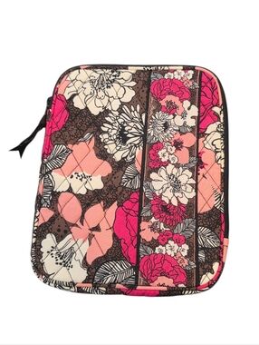VERA BRADLEY Cushioned Ipad Notebook Case Brown, Pink and White Floral Print